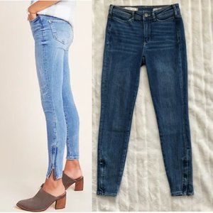 PILCRO medium dark wash high rise skinny jeans with ankle zip